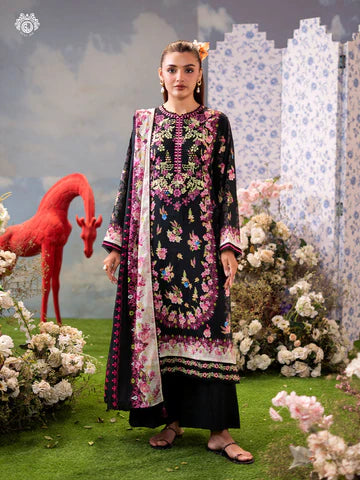 Premium 3-Piece Unstitched Embroidered Lawn Suit – Digital Printed | Yusra Essentials